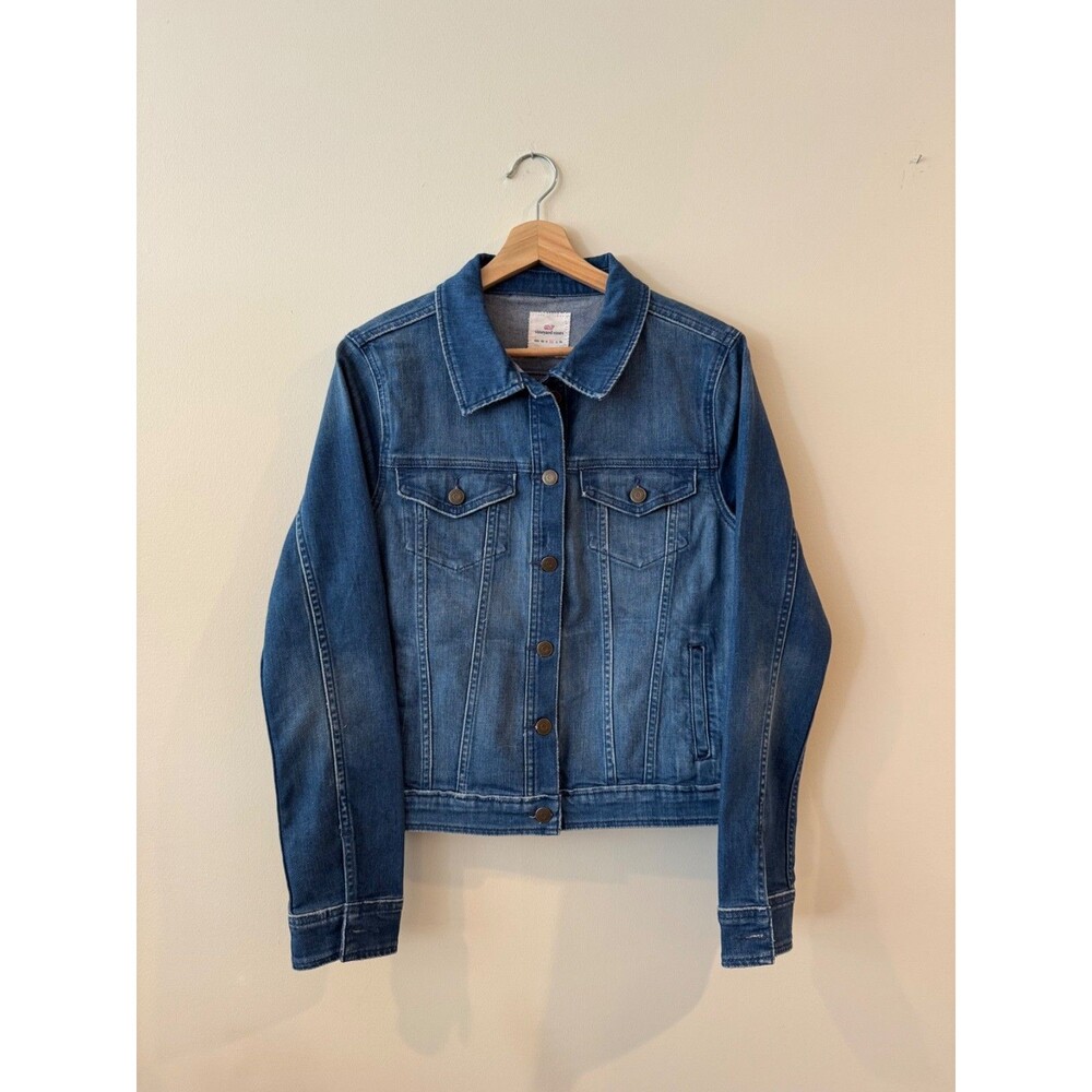 NWT NEW VINEYARD VINES VINTAGE BEACH WASH DENIM JEAN TRUCKER JACKET BLUE M $118